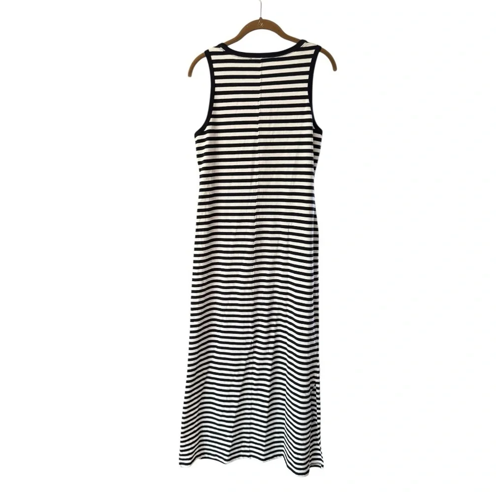 Tommy Hilfiger Navy Blue White Striped Maxi Dress Tank Dress Cotton Nautical Sm